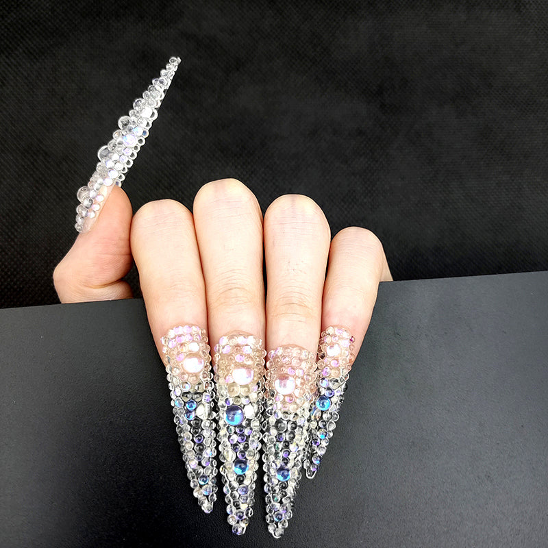 Transparent beads-long stiletto-MM1003