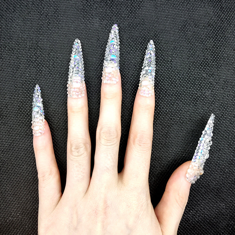 Transparent beads-long stiletto-MM1003