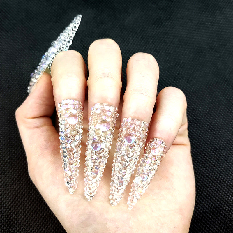 Transparent beads-long stiletto-MM1003