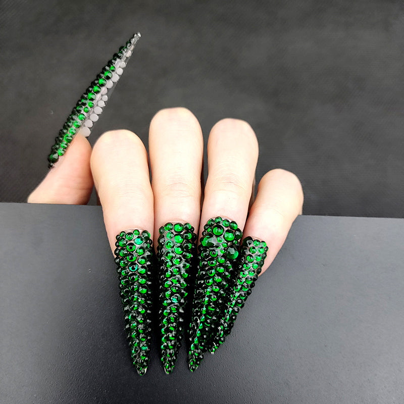 Green beads-long stiletto-MM1006