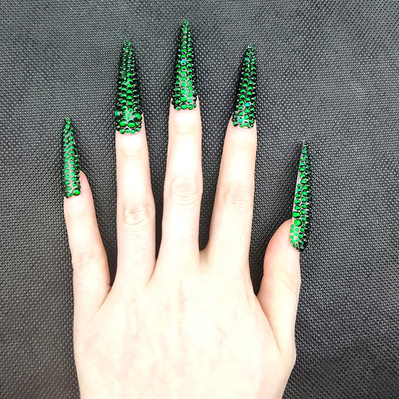 Green beads-long stiletto-MM1006