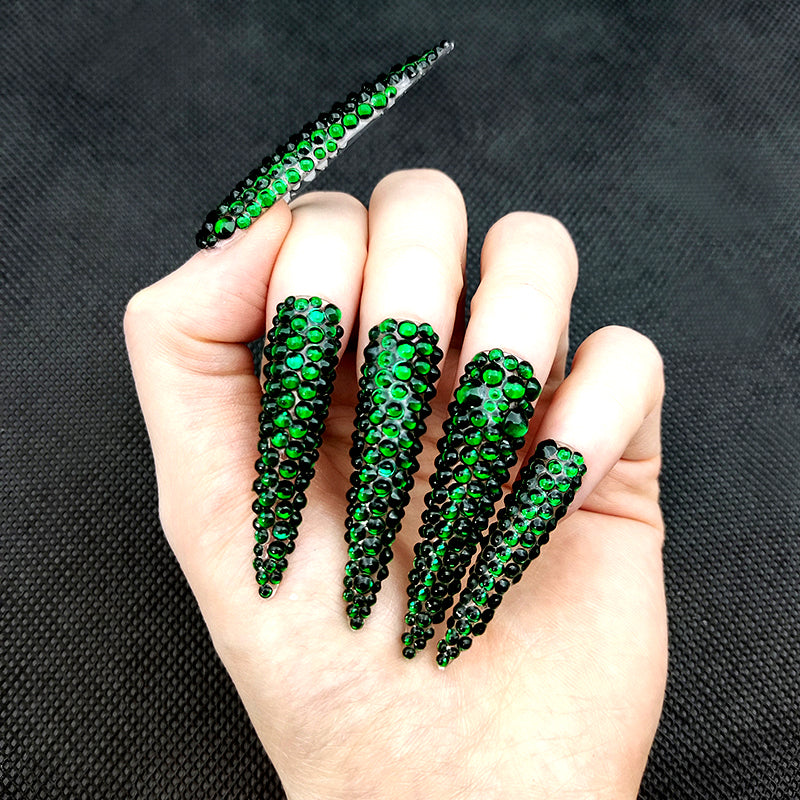 Green beads-long stiletto-MM1006