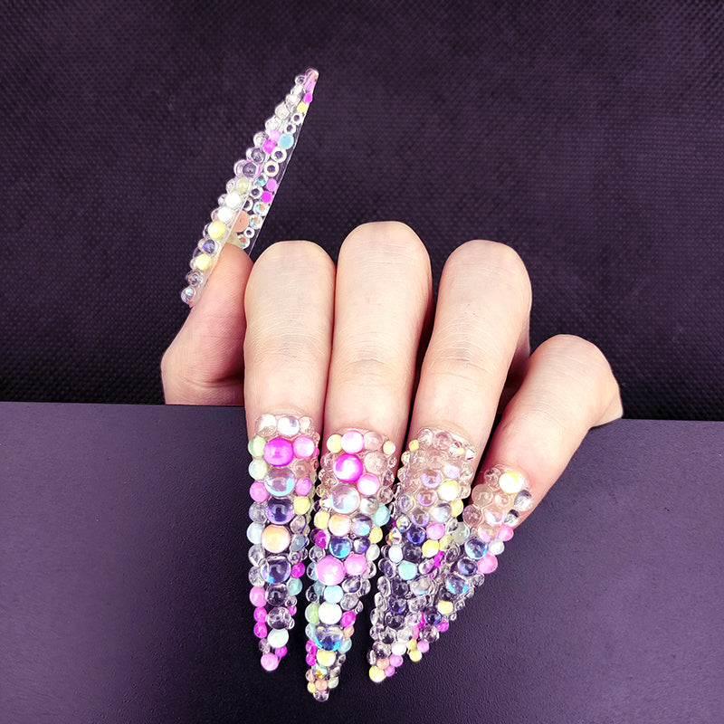 Color beads- long stiletto-MM1001