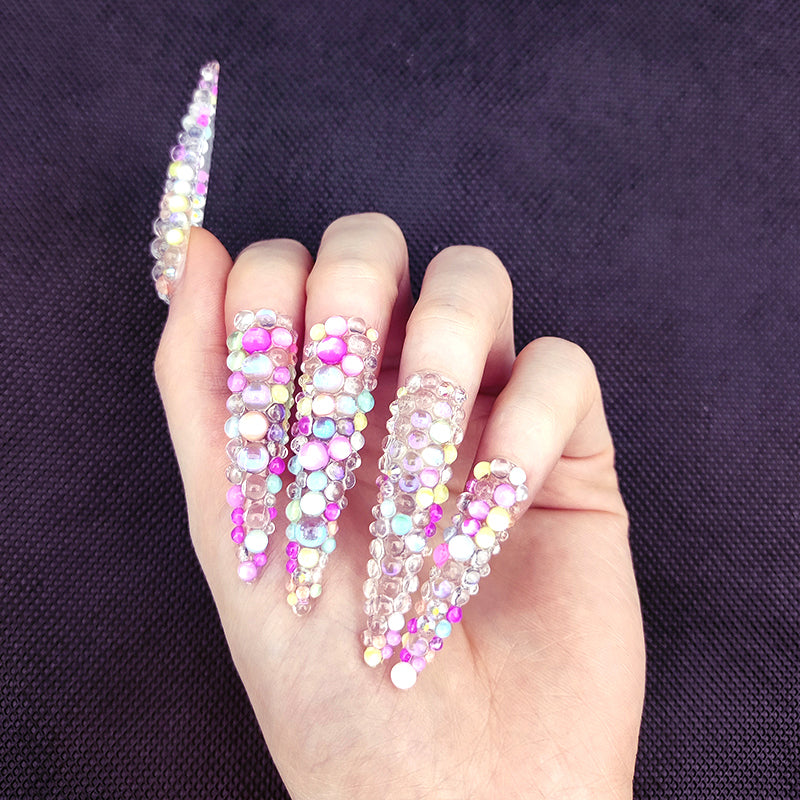 Color beads- long stiletto-MM1001