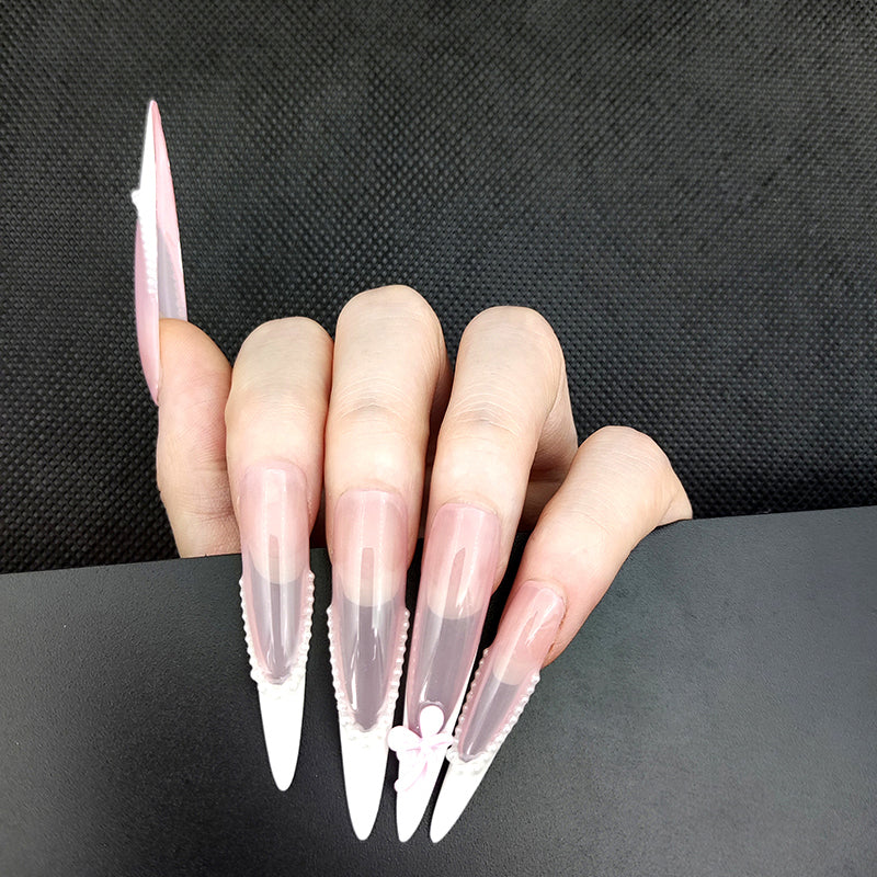 Pink Pearl-long stiletto-CR02