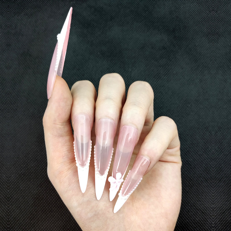 Pink Pearl-long stiletto-CR02